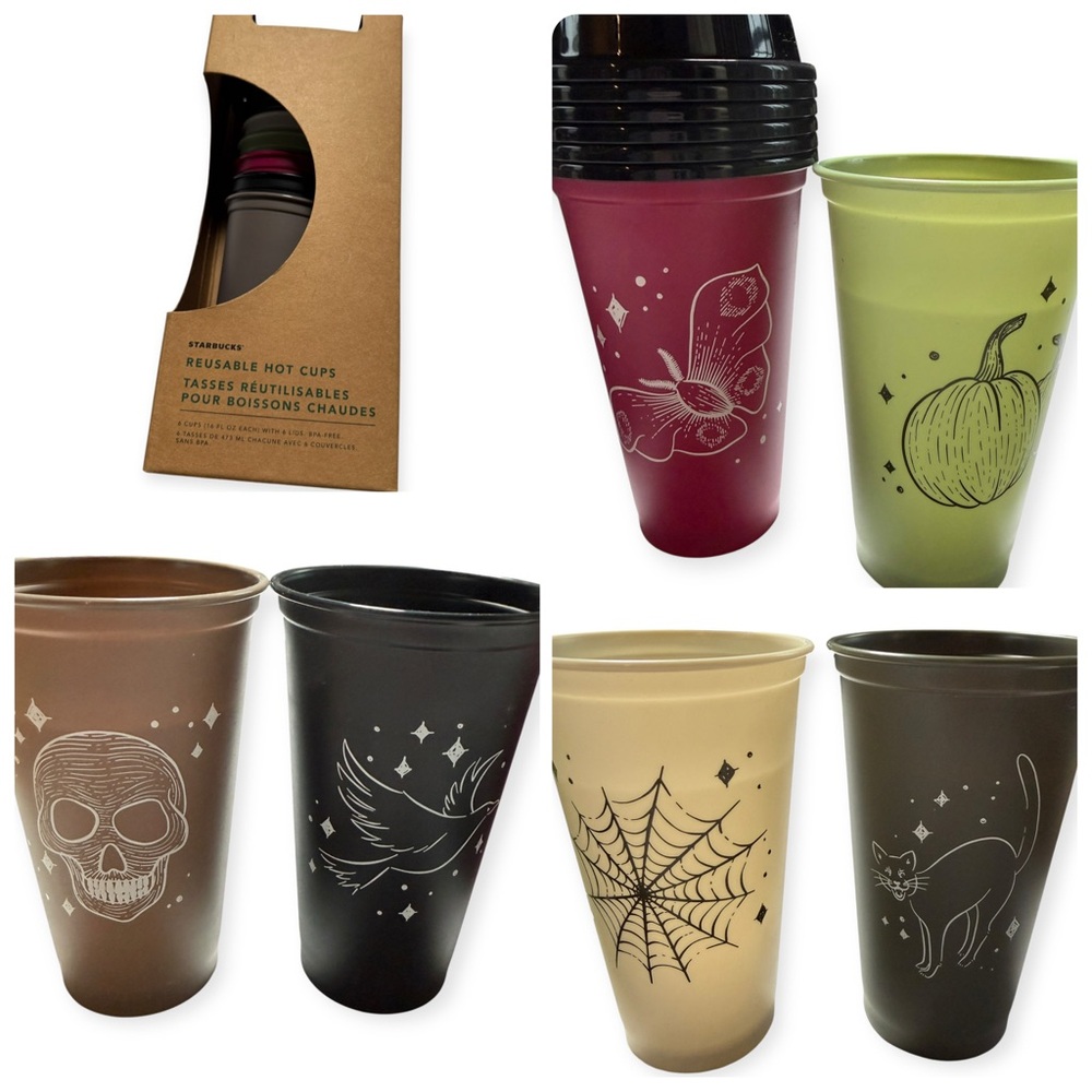 Starbucks Halloween Reusable Cups - Black, Brown, Cream, Green, Red